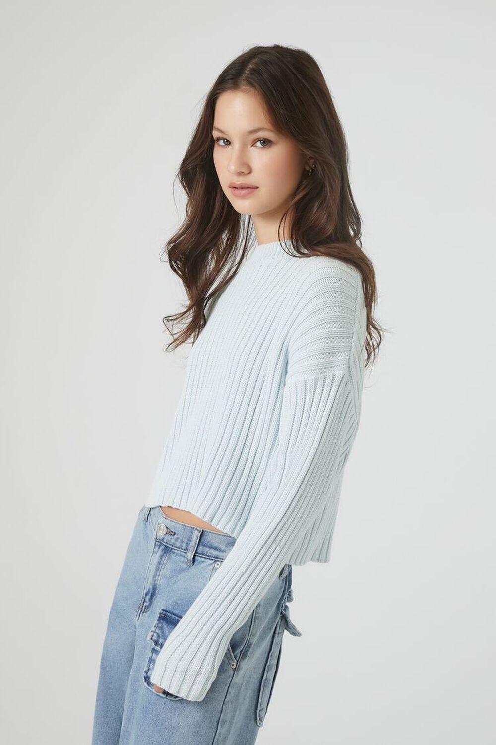 Ribbed Drop-Sleeve Sweater